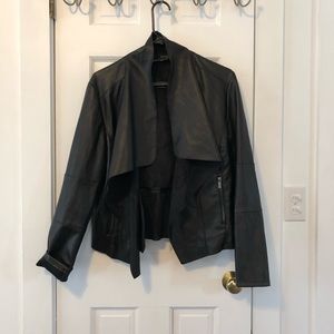 Faux black leather open light weight jacket